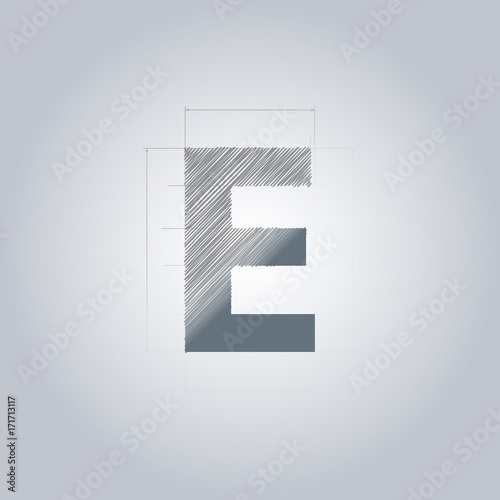 Letter E logo. Alphabet logotype architectural design
