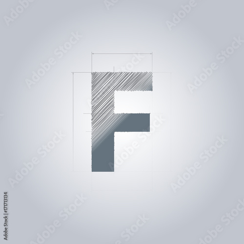 Letter F logo. Alphabet logotype architectural design