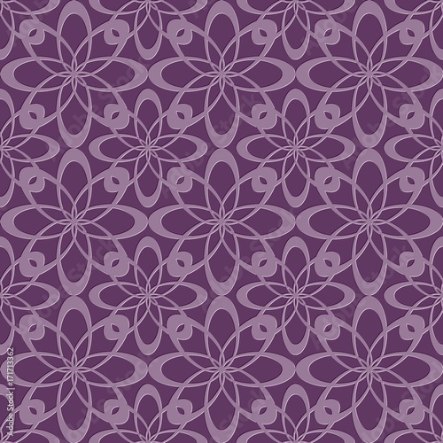 Seamless geometric purple pattern abstract with floral design. 