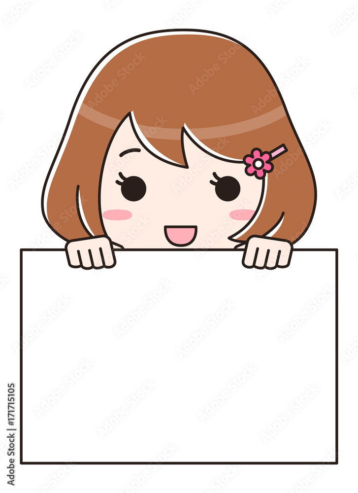 白いボードを持つ女性 白いボードを持つ女性