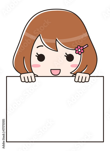 白いボードを持つ女性