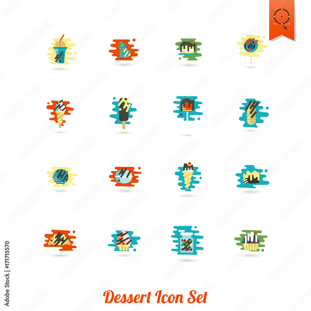 Dessert Icon Set in Modern Flat Design Style