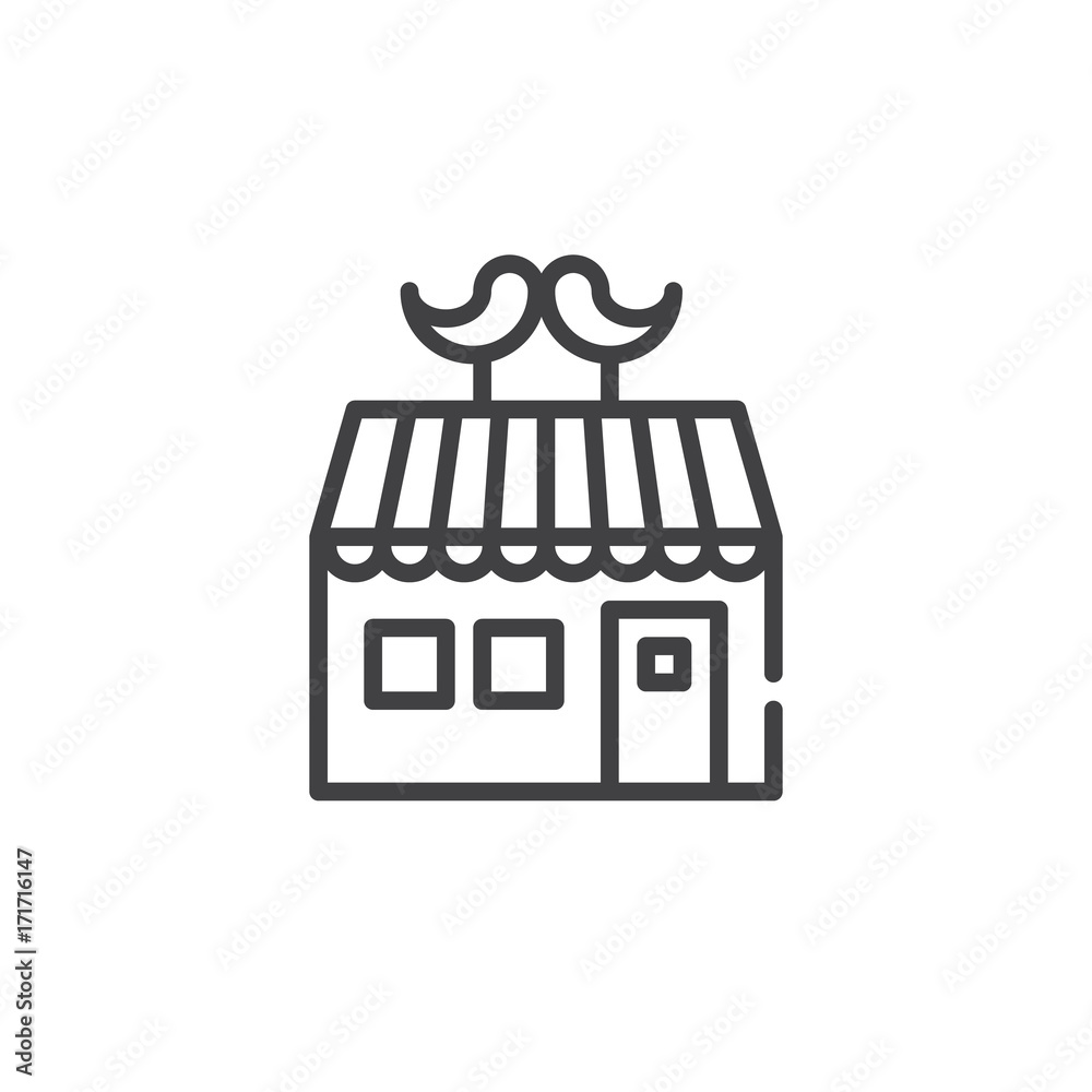 Barber shop line icon, outline vector sign, linear style pictogram isolated on white. Symbol, logo illustration. Editable stroke Barber shop line icon, outline vector sign, linear style pictogram isolated on white. Symbol, logo illustration. Editable stroke