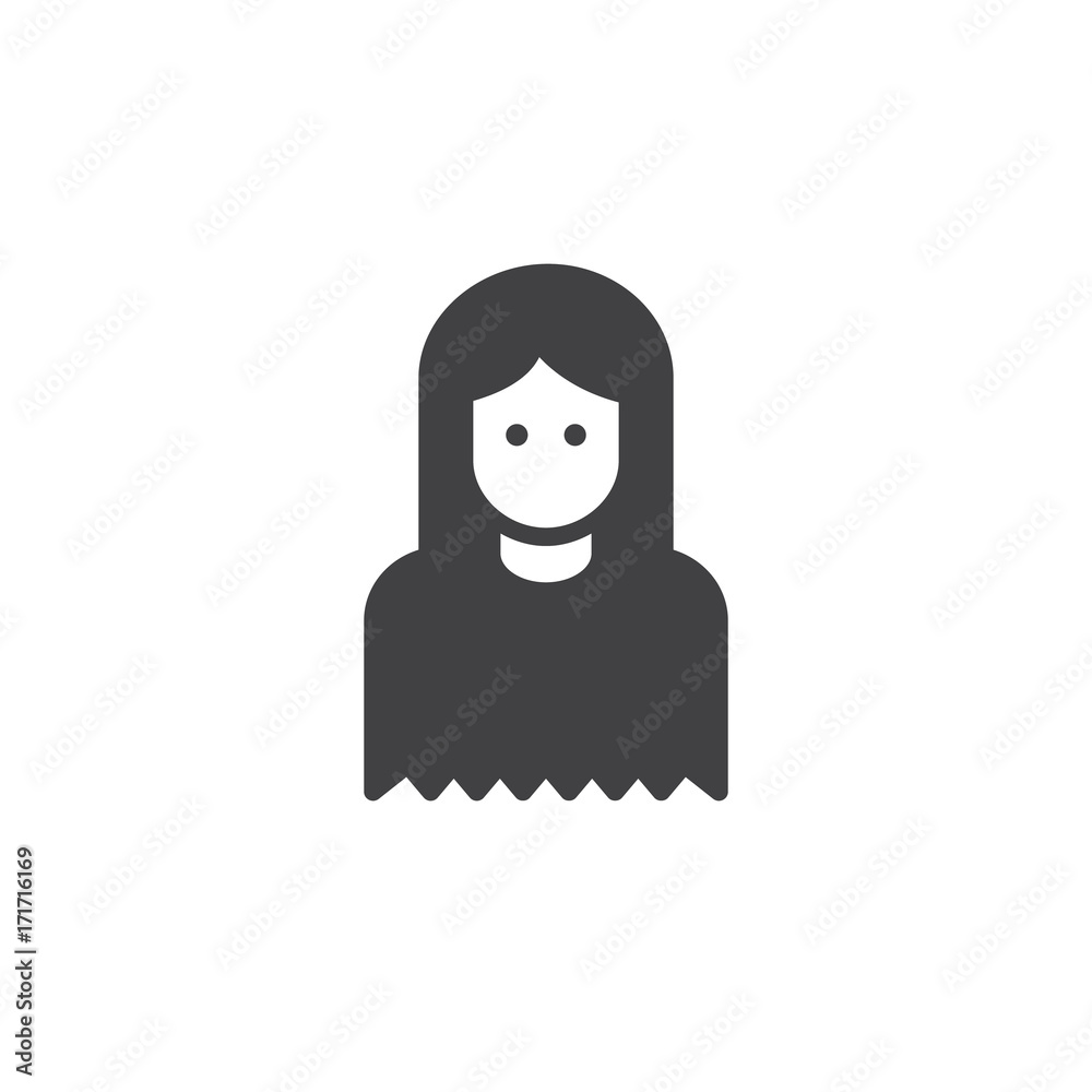 Girl icon vector, filled flat sign, solid pictogram isolated on white. Symbol, logo illustration.