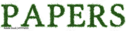 Papers - 3D rendering fresh Grass letters isolated on whhite background.