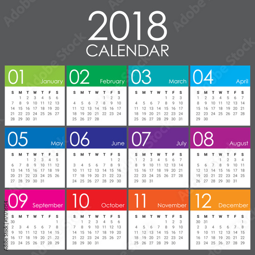 Year 2018 calendar vector design template