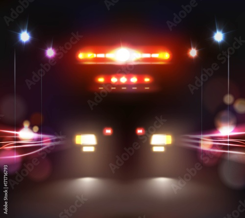 Ambulance In Night Composition