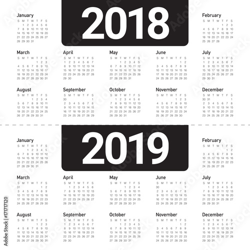 Year 2018 2019 calendar vector