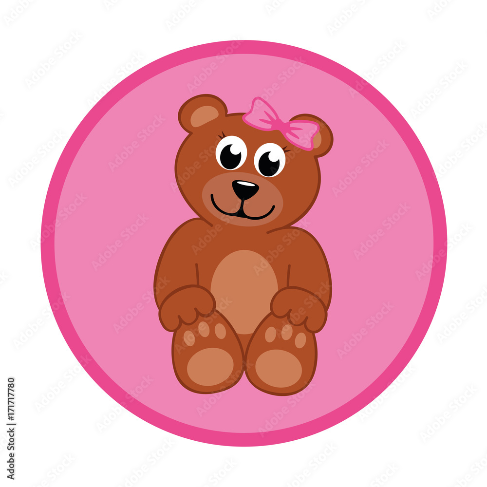 brauner baby teddybär im rosa kreis mädchen