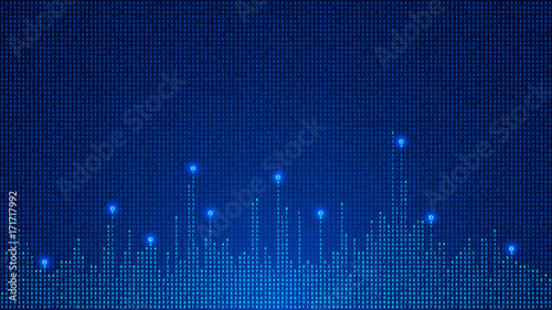 digital background of glowing numbers. digital matrix. Big data. VECTOR