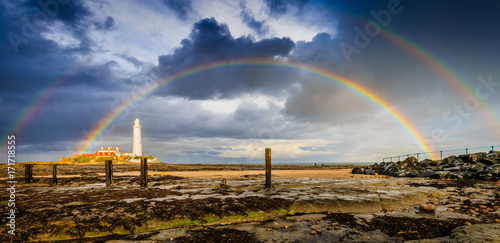 Rainbows above St.Mary's Lighthouse, England