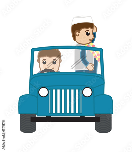 Cartoon Political Characters Going for Election Function
