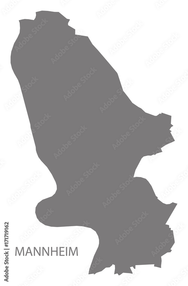 Mannheim city map grey illustration silhouette shape Mannheim city map grey illustration silhouette shape
