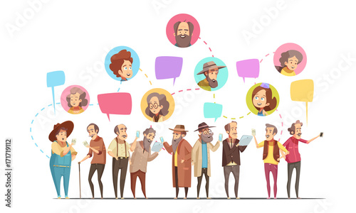 Men Senior Online Cartoon Composition