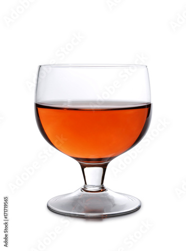 Glass of wine glasses one white background