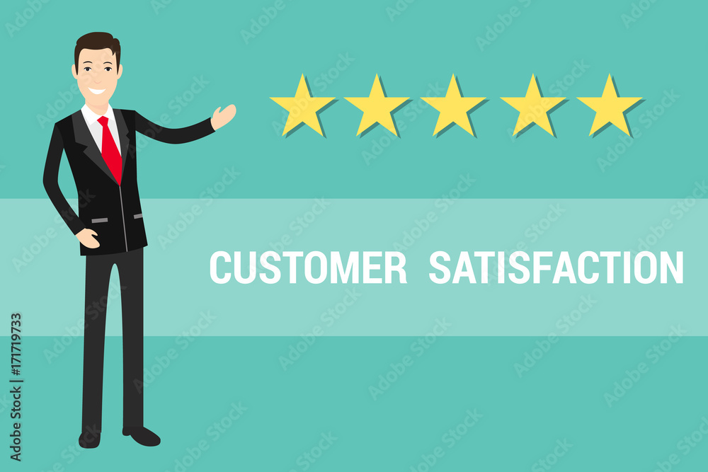 customer satisfaction with businessman and star rating customer satisfaction with businessman and star rating