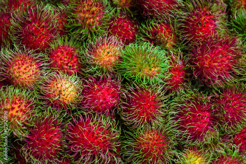 red hairy fresh rambutan straight from the farm of Thailand.