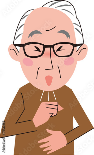 咳　風邪　咳き込む　シニア　男性