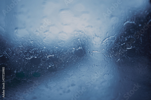 rainy season rain storm windshield wet splash blur for background
