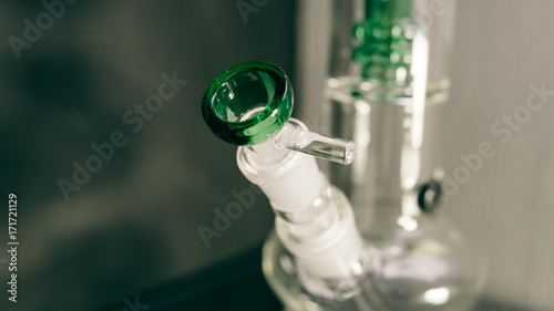 glass bongs for smoking weed close-up soft focus. smoking accessories marijuana