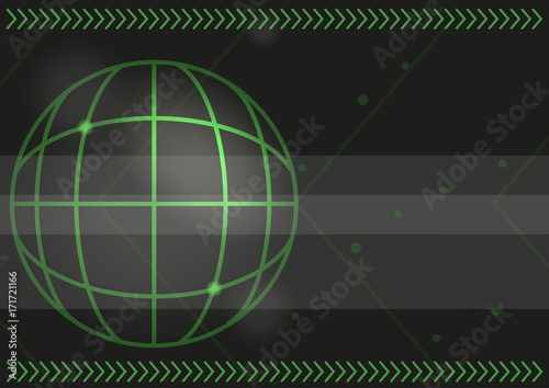 Technology Abstract Vector Background With Green Arrows And Map Coordinates
