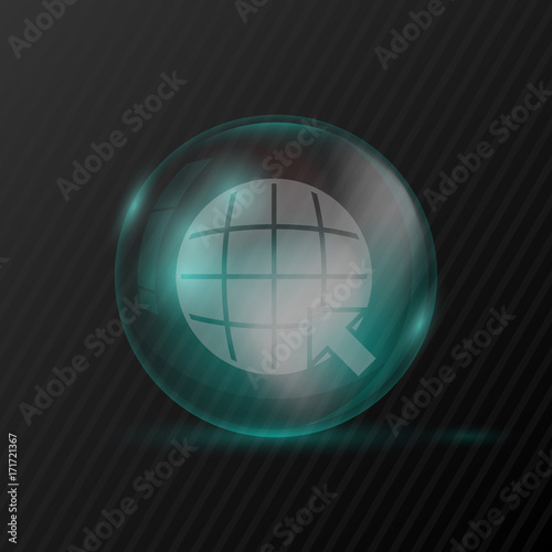 transparent sphere with earth and arrow symbols