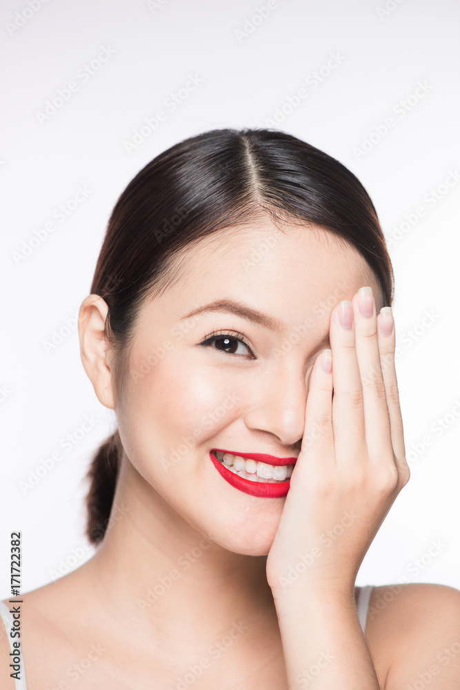 Beautiful asian face with glamour bright makeup Beautiful asian face with glamour bright makeup