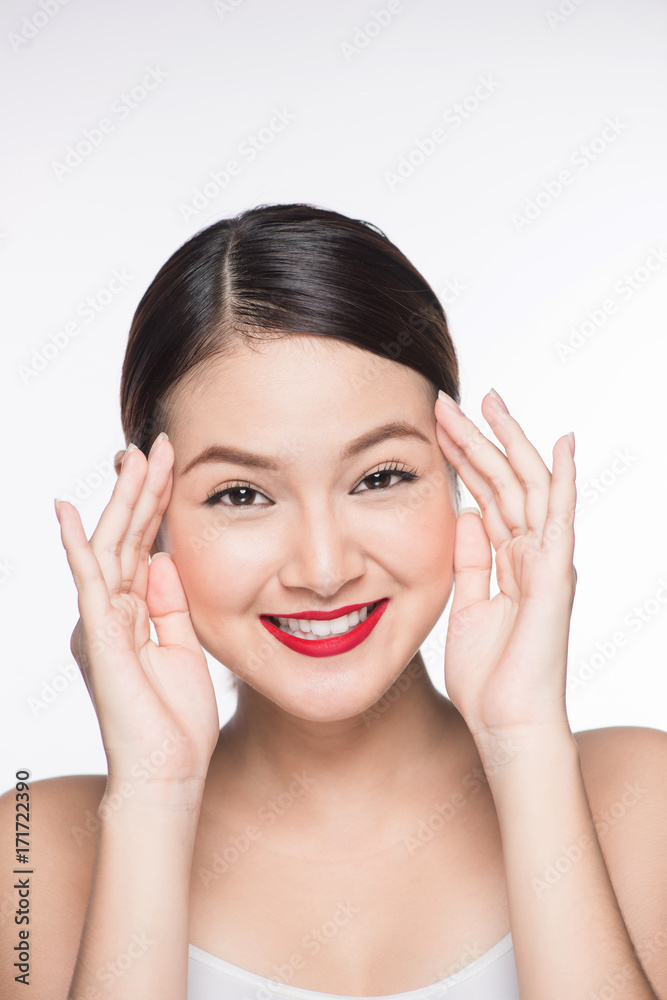 Beautiful asian face with glamour bright makeup Beautiful asian face with glamour bright makeup