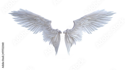 3d ilustracja Anioła skrzydła, białego skrzydła upierzenie odizolowywający na białym tle.