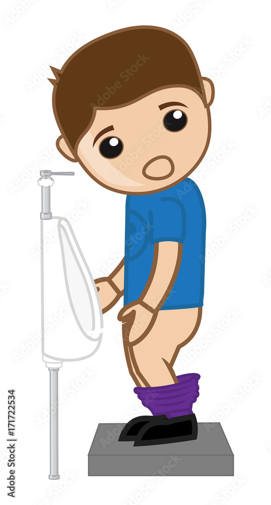 Kid Pissing on Porcelain Urinal vector clip-art Stock Vector | Adobe Stock