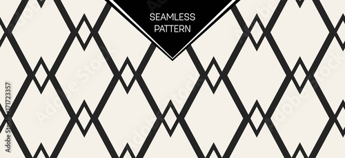 Abstract concept vector monochrome geometric pattern. Black and white minimal background. Creative illustration template. Seamless stylish texture. For wallpaper, surface, web design, textile, decor.