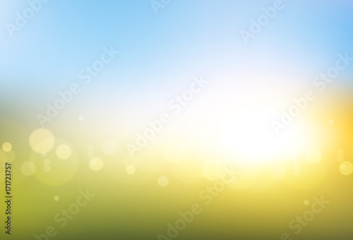 Blur landscape   shining sun background. Abstract design. Vector illustration