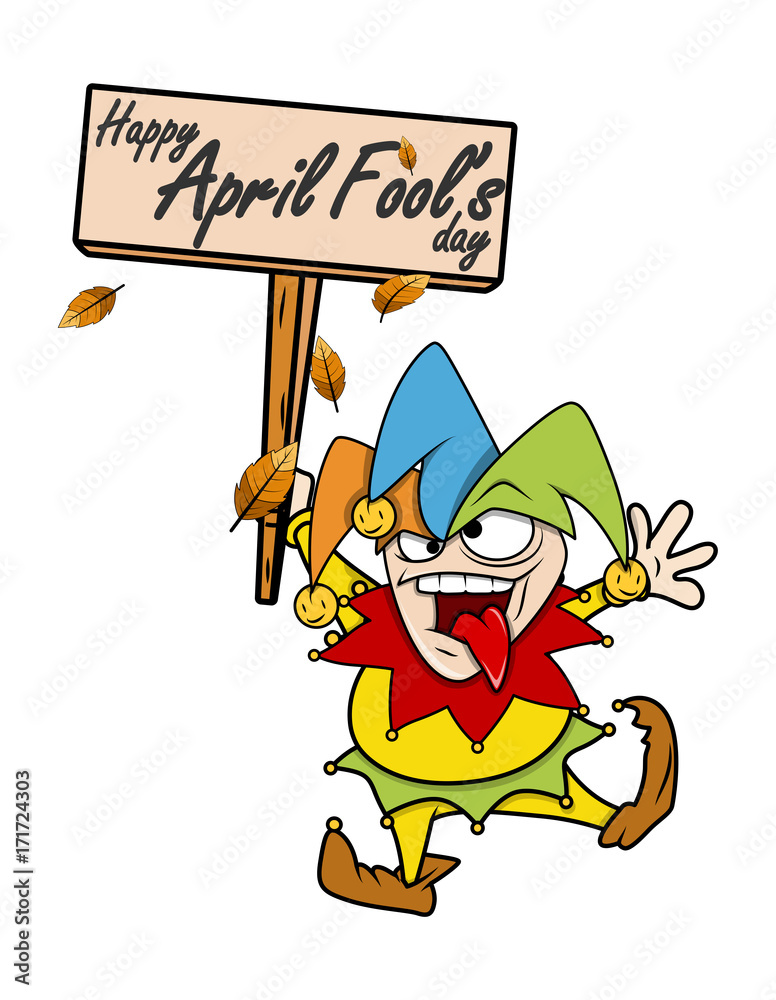 Happy Funny Jester Holding Banner Vector