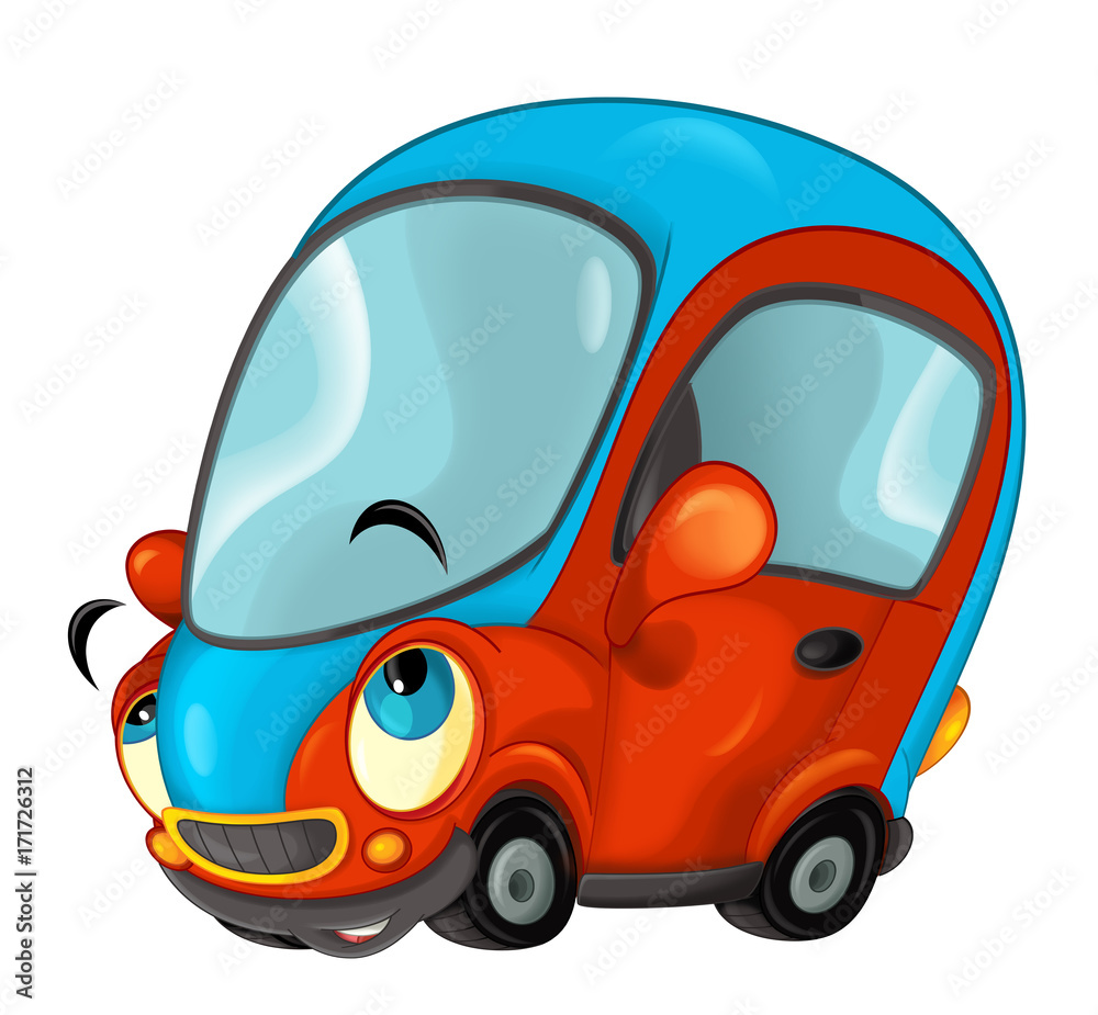 cartoon happy and funny looking sports car like ambulance - illustration  for children Stock Illustration | Adobe Stock