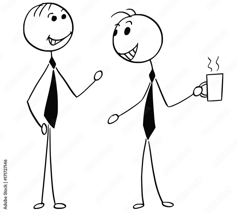 Cartoon Illustration of Two Men Male Business People Talking Chatting Cartoon Illustration of Two Men Male Business People Talking Chatting