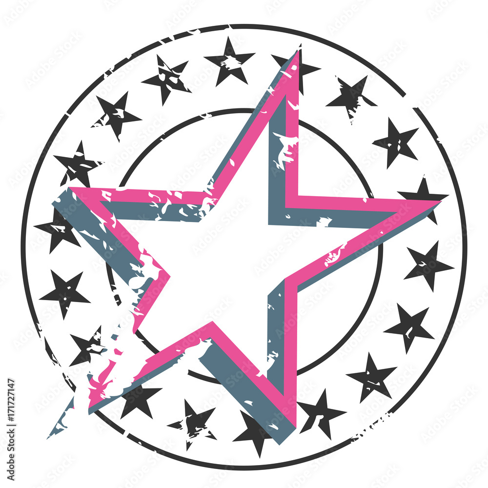 Round star stickers set. | CanStock