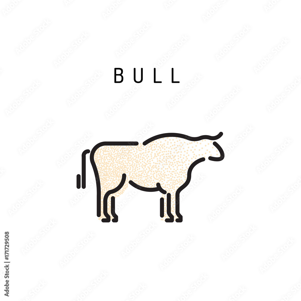 Vector of bull design outline on white background. Farm Animals, Vector illustration. Vector of bull design outline on white background. Farm Animals, Vector illustration.