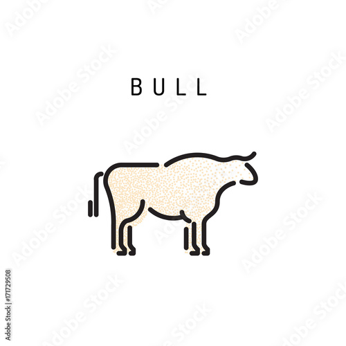 Vector of bull design outline on white background. Farm Animals  Vector illustration.