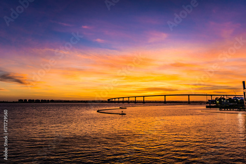 A colorful sunset in San Diego Bat