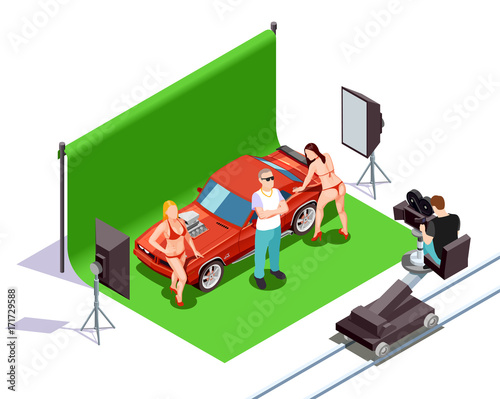 Cinematograph Isometric Composition