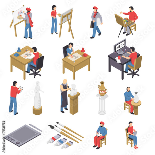 Artists And Accessories Isometric Set