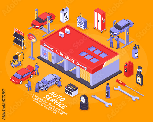 Isometric Auto Service Concept