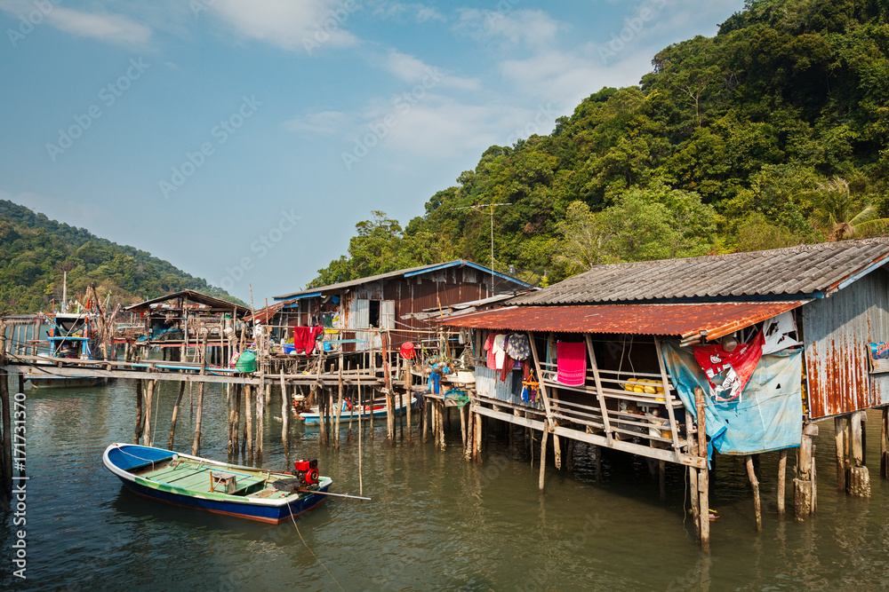 Coastal  fishing village at Ko pha ngan , Thailand