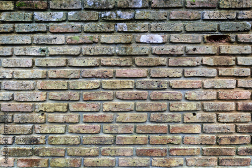 Old red brick, nature background at temple Thailand