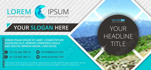 Business flyer design  horizontal template with blur background and place for your text. Use this vector layout for design your website banners or print publications.