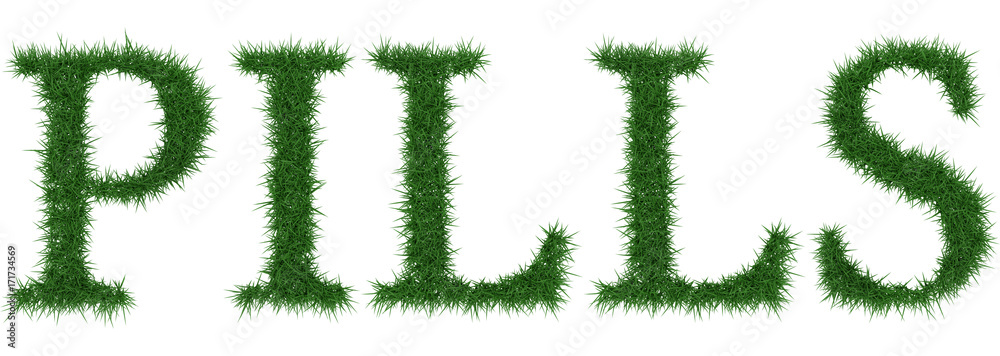 Pills - 3D rendering fresh Grass letters isolated on whhite background. Pills - 3D rendering fresh Grass letters isolated on whhite background.