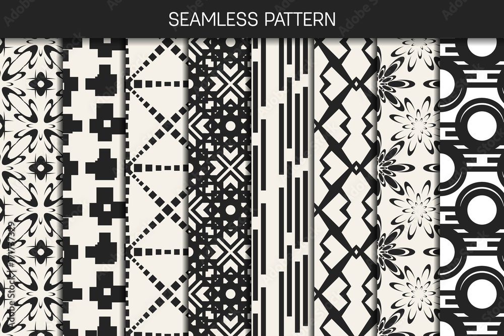 Abstract concept vector monochrome geometric pattern. Black and white minimal background. Creative illustration template. Seamless stylish texture. For wallpaper, surface, web design, textile, decor. Abstract concept vector monochrome geometric pattern. Black and white minimal background. Creative illustration template. Seamless stylish texture. For wallpaper, surface, web design, textile, decor.