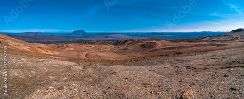 Panoramic view of Askja caldera in highlands of Iceland, summer