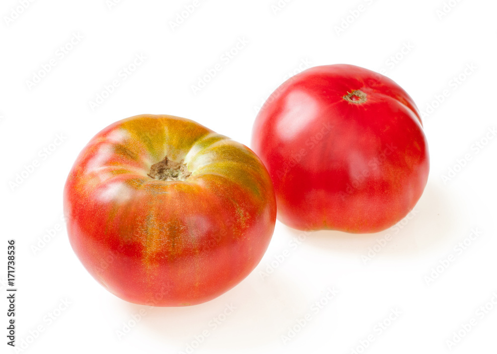 Tasty big ripe tomatoes, isolated on white