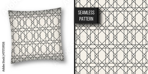 Abstract concept vector monochrome geometric pattern. Black and white minimal background. Creative illustration template. Seamless stylish texture. For wallpaper, surface, web design, textile, decor.